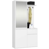 Szafa do przedpokoju z lustrem ENTRO 95 cm duża garderoba wieszaki - biała