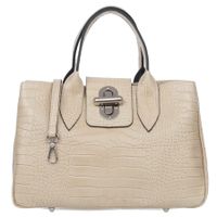 VERA PELLE torebka damska skórzana klasyczna kroko z paskiem V542 kremowa