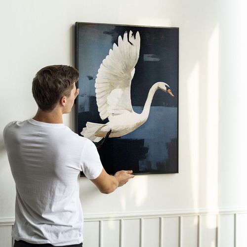 Plakat łabędź abstrakcja obraz 50x70 cm w czarnej ramie na Arena.pl