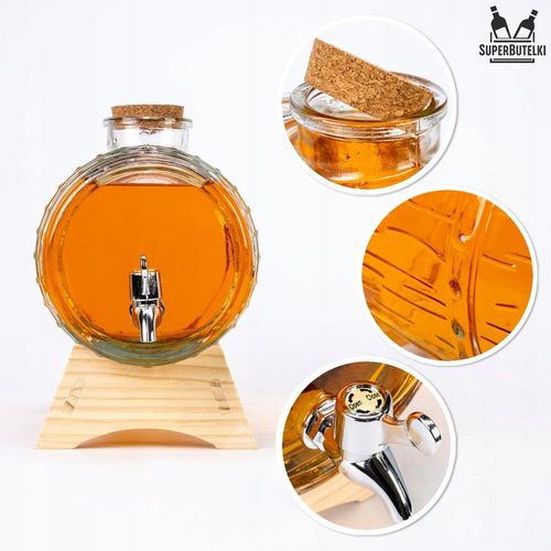 BECZKA SZKLANA 3L BECZUŁKA ANTAŁEK NA NAPOJE LEMONIADĘ WÓDKĘ WINO BIMBER na Arena.pl