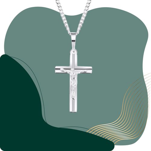 SREBRNY Łańcuszek komunijny chrzest Medalik Krzyżyk krzyż Komunia 925 na Arena.pl