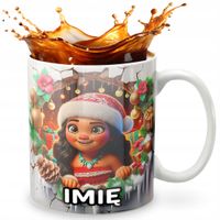 KUBEK 330ml Z GRAFIKĄ PREZENT NA ŚWIĘTA WZORY BAJKA MOAN.A KSIĘŻNICZKA IMIĘ