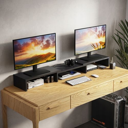 PODSTAWKA POD MONITOR PODWÓJNA REGULOWANA DŁUGOŚĆ, podnosi ekran o: 12,6 cm na Arena.pl