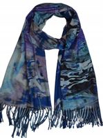 Cashmere - ciepły modny szalik frędzle fioletowo-niebieski 12 200cm x 70cm
