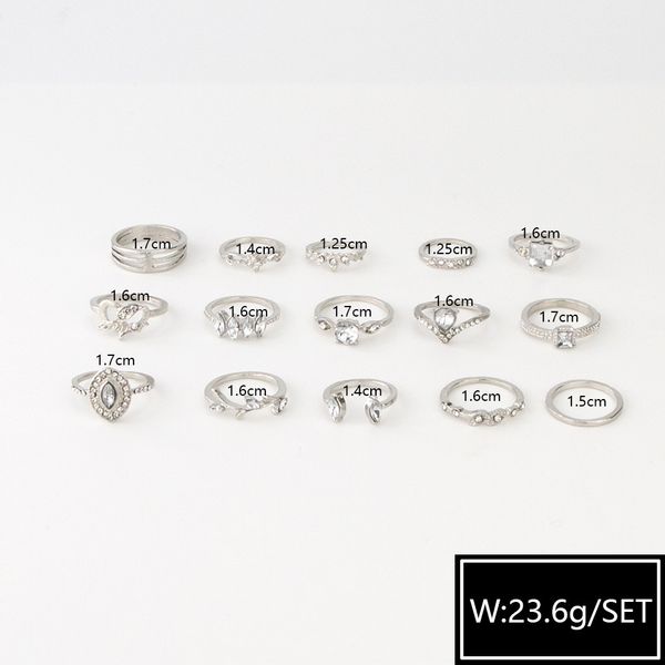 Srebrny ZESTAW PIERŚCIONKÓW RETRO PUNK BOHO 96 zdjęcie 8