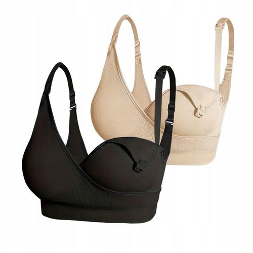 ZESTAW BIUSTONOSZ DO KARMIENIA BEŻOWY CZARNY STANIK CIĄŻOWY KOMPLET na Arena.pl