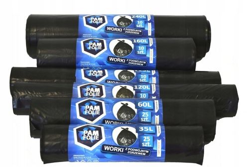 WORKI NA ŚMIECI BUDOWLANE 240L 30 szt Uniwersalne Duże Mocne Pam Folie na Arena.pl