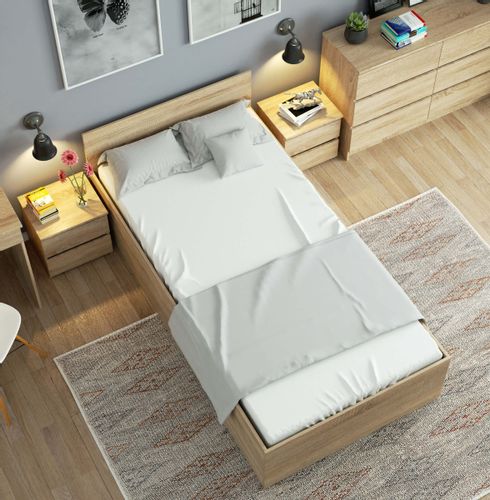 Łóżko 100x200 CLP ze stelażem i materacem dąb sonoma na Arena.pl