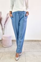 Spodnie w Kant Damskie z Wysokim Stanem Błękitne UNI