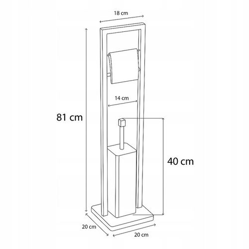 Stojak na papier toaletowy z uchwytem i szczotką do wc czarny bambus na Arena.pl