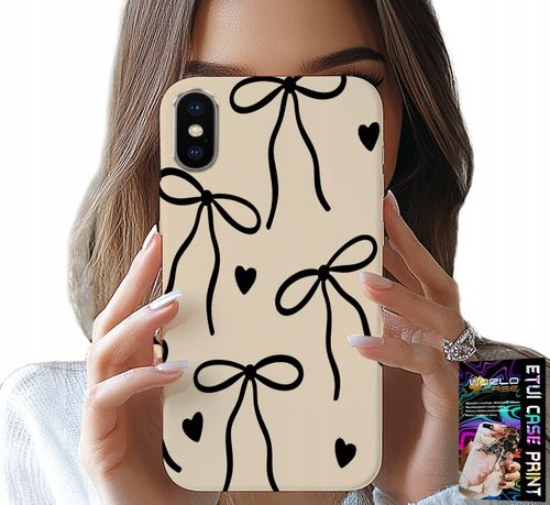 ETUI DO IPHONE XS MAX - BEŻOWE KOKARDKI WSTĄŻKA MODNE WZORY na Arena.pl
