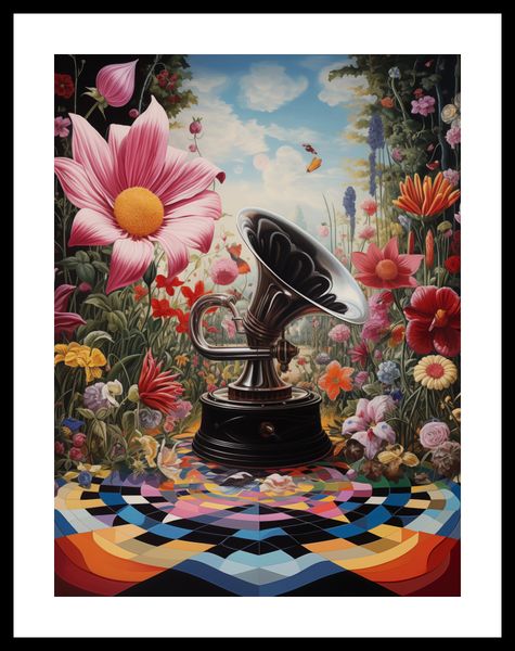 Plakat 30x40cm Gramofon w Kwiatach zdjęcie 3