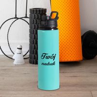 Miętowa metalowa butelka 750 ml z uchwytem - z Twoim nadrukiem