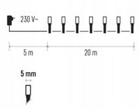 Lampki choinkowe ciepła/ zimna biel 200 LED 20m IP44 timer