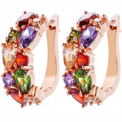 Eleganckie złote kolczyki z cyrkoniami od Swarovskiego, Multicolor 14k na Arena.pl