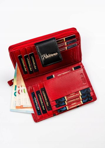 skórzany portfel damski na zatrzask i suwak - peterson na Arena.pl