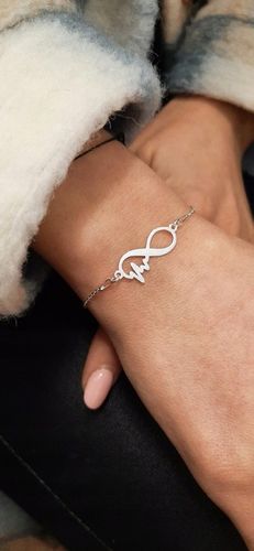 KOMPLET SREBRNY nieskończoność linia serca+GRAWER na Arena.pl