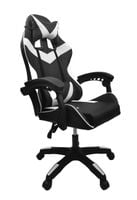 Fotel gamingowy obrotowy biurowy dla gracza ekoskóra KG108 czarny + biały