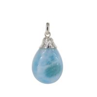 Zawieszka - larimar łza w srebrze młotkowanym 1