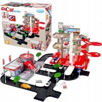 DUŻY PARKING GARAŻ 3 POZIOMY TOR MYJNIA SERWIS ULICE akcesoria MOCHTOYS