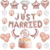 Zestaw dekoracji ślubnych Just Married Balony Rose Gold Wesele 41 szt.