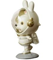 figurka dekoracyjna królik astronauta biała 15cm