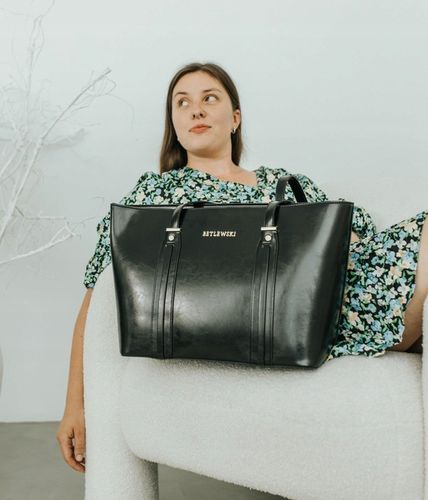 BETLEWSKI duża torebka Damska do ręki i ramię czarna pojemna suwak a4 na Arena.pl