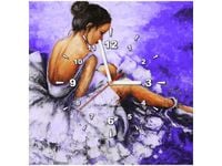 50X50CM ZEGAR ŚCIENNY OBRAZ BALETNICA GRANATOWYM TLE DREWNO