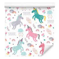 Tapeta W Rolce Dla Dzieci Jednorożce Tulipany Gwiazdy Dla Dziewczynki