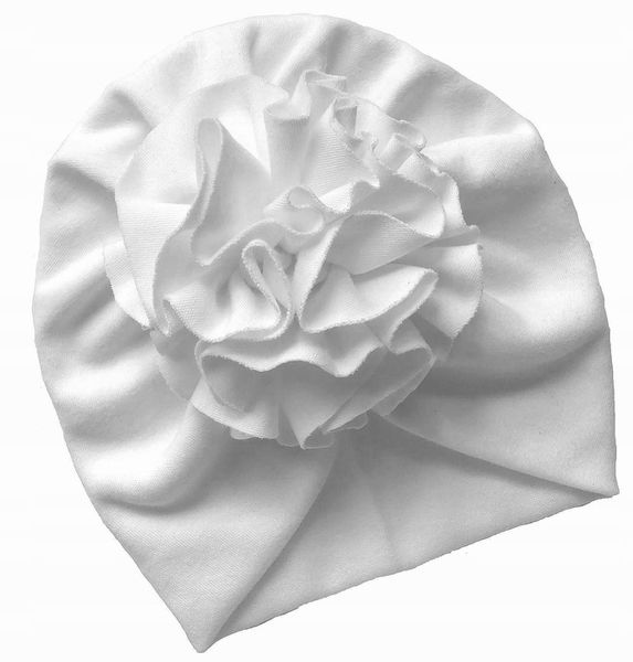 Czapka niemowlęca TURBAN kwiat biały CHRZEST 0-6 zdjęcie 1