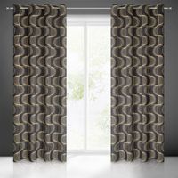 Zasłona gotowa na przelotkach POLA 140x250 Eurofirany czarno/beżowa