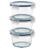 IKEA 365+ Szklany pojemnik na żywność z pokrywką okrągły 600 ml 3 szt