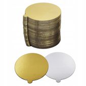 Podkładki pod monoporcje 10 cm Bankietówki złoto-srebrne DWUSTRONNE