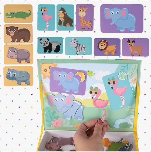 Książka układanka magnetyczna edukacyjna Safari Zwierzęta ZOO dla Dzieci na Arena.pl