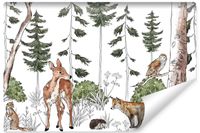 Fototapeta Dla Dzieci ZWIERZĘTA Leśne Sarna Lis Sowa 315cm x 210cm