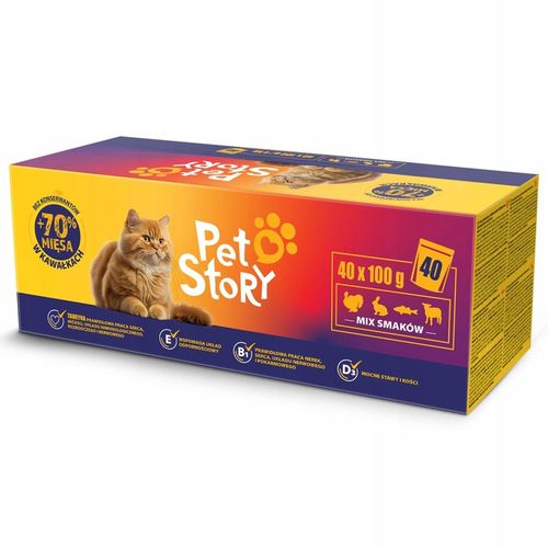 Petstory karma mokra dla kotów mix smaków 70% MIĘSA zestaw 40x100g na Arena.pl