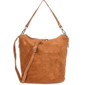 VERA PELLE torebka damska zamszowa listonoszka z paskiem V027 camel