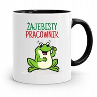 Dla Pracownika Kubek Czarny Żajebisty Pracownik Z Nadrukiem Ze Zdjęciem