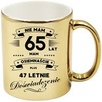 KUBEK ZŁOTY PREMIUM PREZENT NA 65 URODZINY ORYGINALNY UPOMINEK