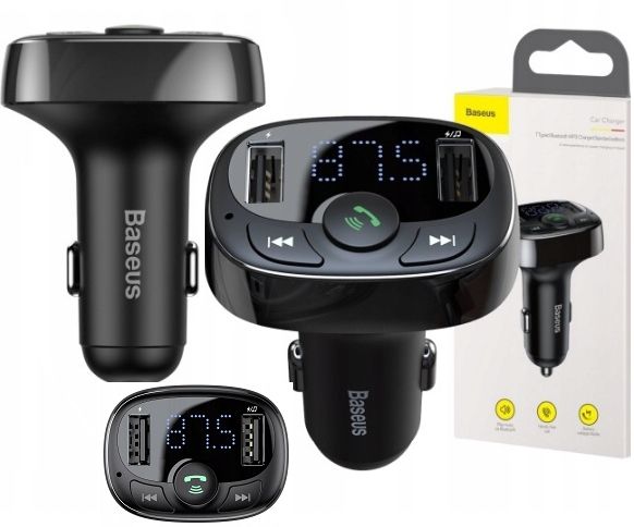 BASEUS TRANSMITER ŁADOWARKA 2xUSB FM BLUETOOTH CZYTNIK KART MICRO SD zdjęcie 1