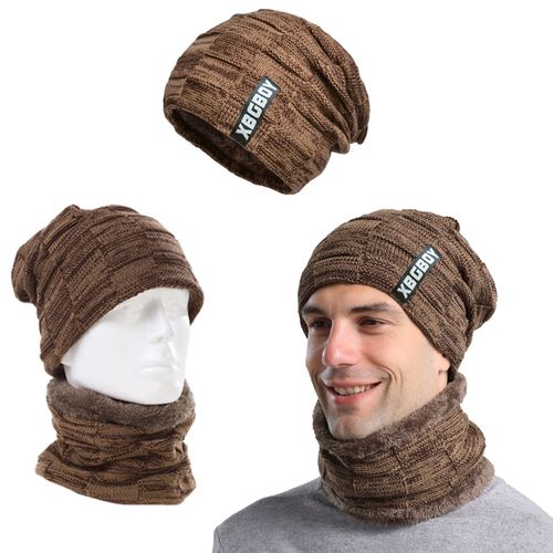 Męski zestaw zimowy czapka i komin odporny na zimno nowoczesny ocieplany na Arena.pl