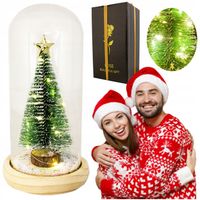 PIĘKNA CHOINKA W SZKLE SZKLANEJ KOPULE PODŚWIETLANA LED STROIK NA PREZENT