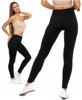 Legginsy Damskie Czarne z Wysokim Stanem Kryjące Getry Klasyczne MORAJ L/XL