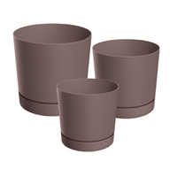 Doniczka okrągła Tubo + podstawka Zestaw 3szt.