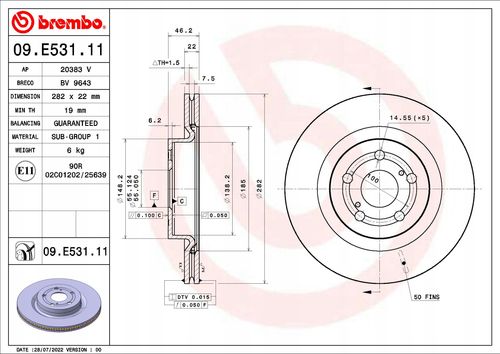 TARCZA HAM PRZOD 282X22 V BREMBO na Arena.pl