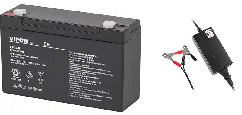 Zestaw Do Autka Akumulator 6V 12Ah + Ładowarka zdjęcie 1