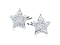 RODOWANE SREBRNE KOLCZYKI GWIAZDKI BIAŁE CYRKONIE