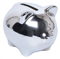 skarbonka 8cm świnka srebrna  2765