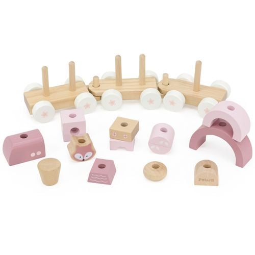 VIGA PolarB Różowa Kolejka Pociąg z Wagonikami Klocki na Arena.pl