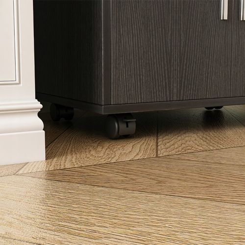 WÓZEK KUCHENNY SZAFKA REGAŁ MOBILNY SKANDYNAWSKI CZARNY NA KÓŁKACH PÓŁKA na Arena.pl